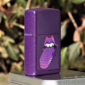 Rare Rolling Stones Purple Spikey Tongue Zippo Lighter